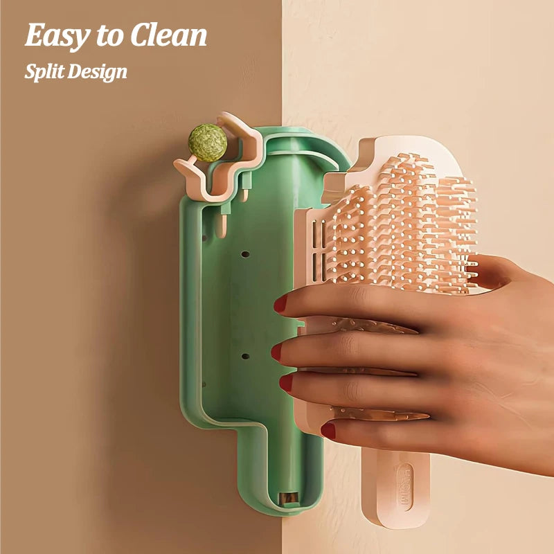 Professional Pet Cat Hair Removal Comb Set with Catnip Balls and Spring Toys - Self-Cleaning Scratcher and Massager for Kittens