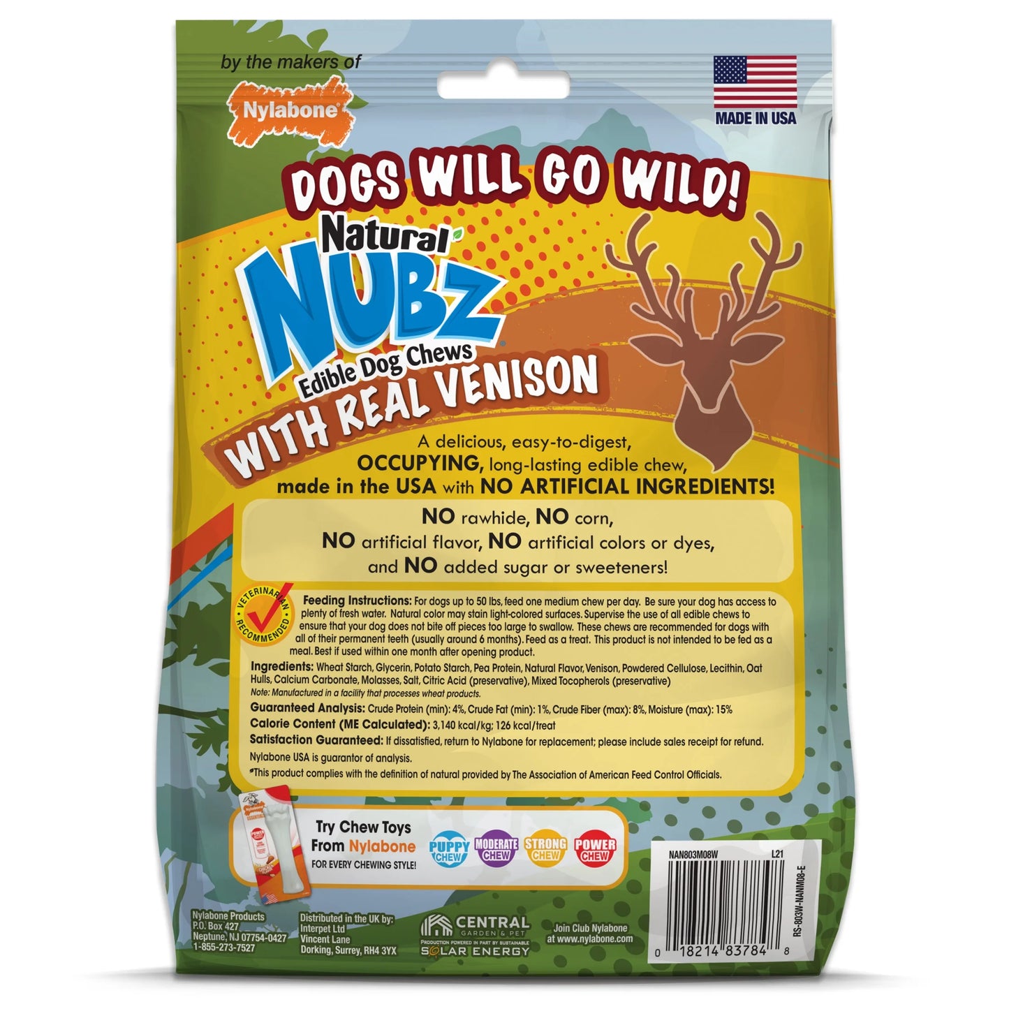 Nubz Wild Antler Dog Chew Treats Venison Large - 30+ Lbs. (8 Count)