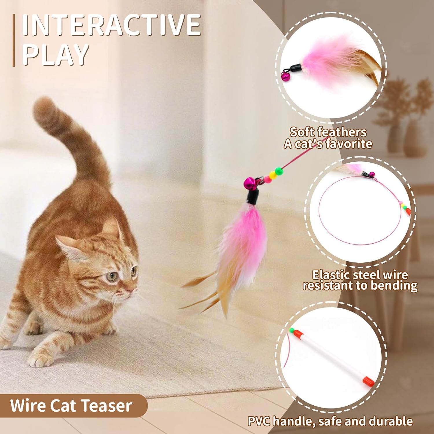 25-Piece Interactive Cat Toy Set with Rainbow Tunnel - Comprehensive Bundle for Indoor Cats and Kittens Featuring Feather Teasers, Springs, Balls, Mice, and Noise Toys