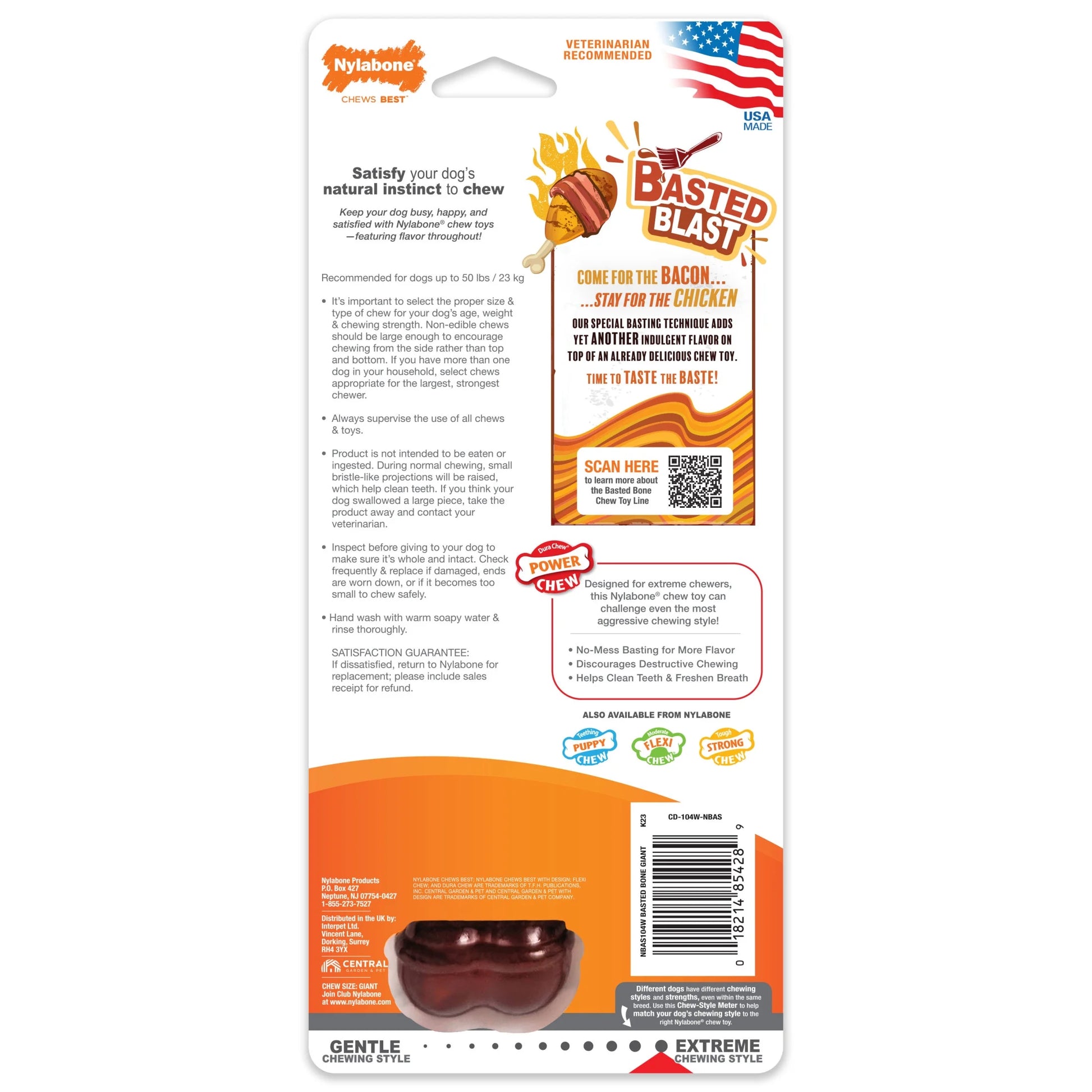 Power Chew Basted Blast Textured Bone Dog Chew Toy Large (1 Count)