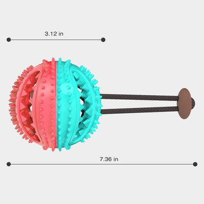 Dog Chew Toys for Cleaning Teeth and Removing Dental Calculus, Non-Toxic Natural Rubber Leaking Food Indestructible Ball with Training-Rope,Easy to Clean,Training Brain Making Health,3.12In