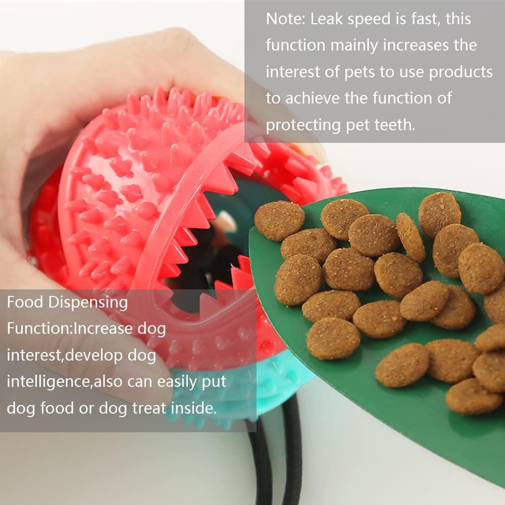 Dog Chew Toys for Cleaning Teeth and Removing Dental Calculus, Non-Toxic Natural Rubber Leaking Food Indestructible Ball with Training-Rope,Easy to Clean,Training Brain Making Health,3.12In