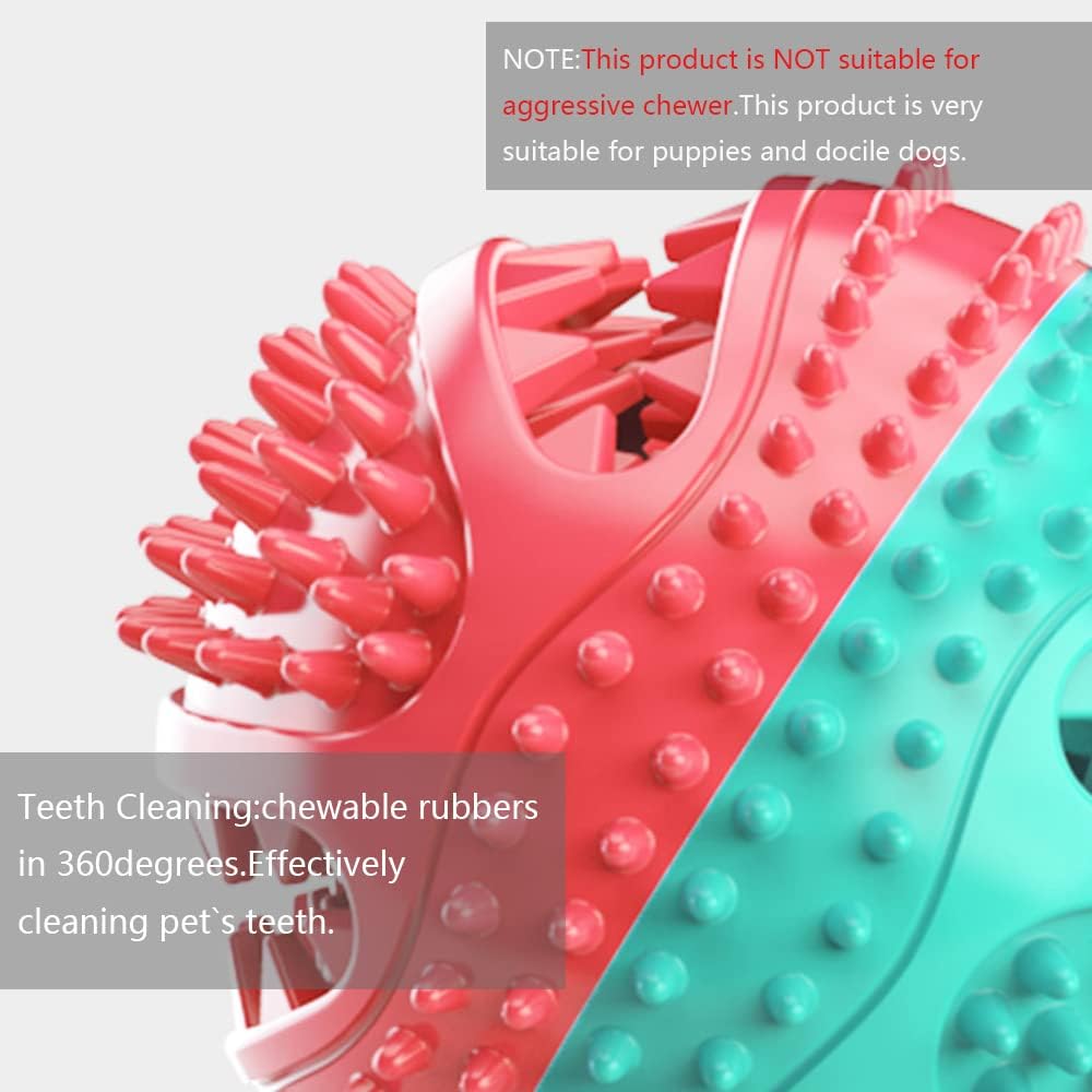 Dog Chew Toys for Cleaning Teeth and Removing Dental Calculus, Non-Toxic Natural Rubber Leaking Food Indestructible Ball with Training-Rope,Easy to Clean,Training Brain Making Health,3.12In