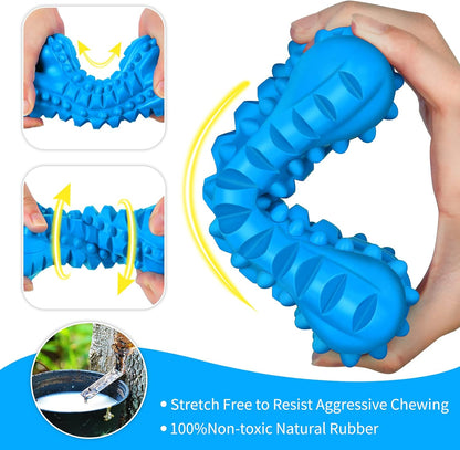 Durable Squeaky Dog Chew Toys for Aggressive Chewers - Indestructible Natural Rubber Bones for Large Breeds and Medium Teeth Cleaning