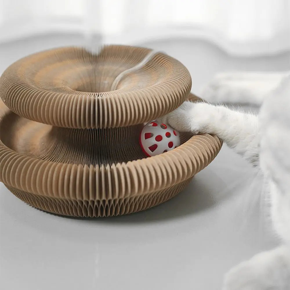 Durable Kitty Kurlz Cat Toy Cat Accordion Magic Organ Cat Scratching Board Cat Toy Ball Scratch Pad Cat Scratcher