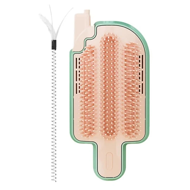 Professional Pet Cat Hair Removal Comb Set with Catnip Balls and Spring Toys - Self-Cleaning Scratcher and Massager for Kittens