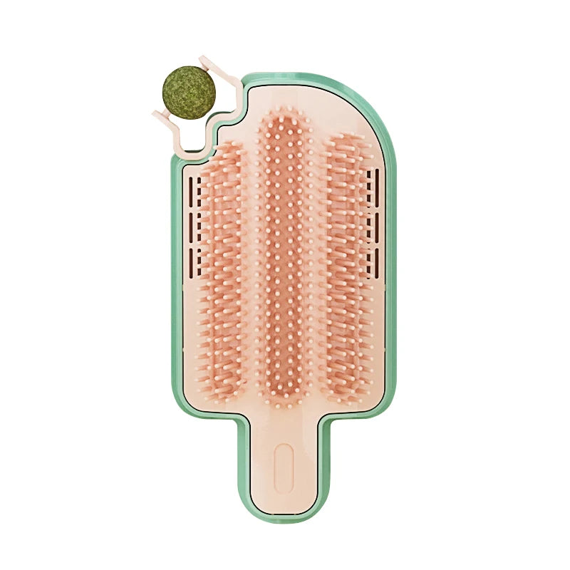 Professional Pet Cat Hair Removal Comb Set with Catnip Balls and Spring Toys - Self-Cleaning Scratcher and Massager for Kittens