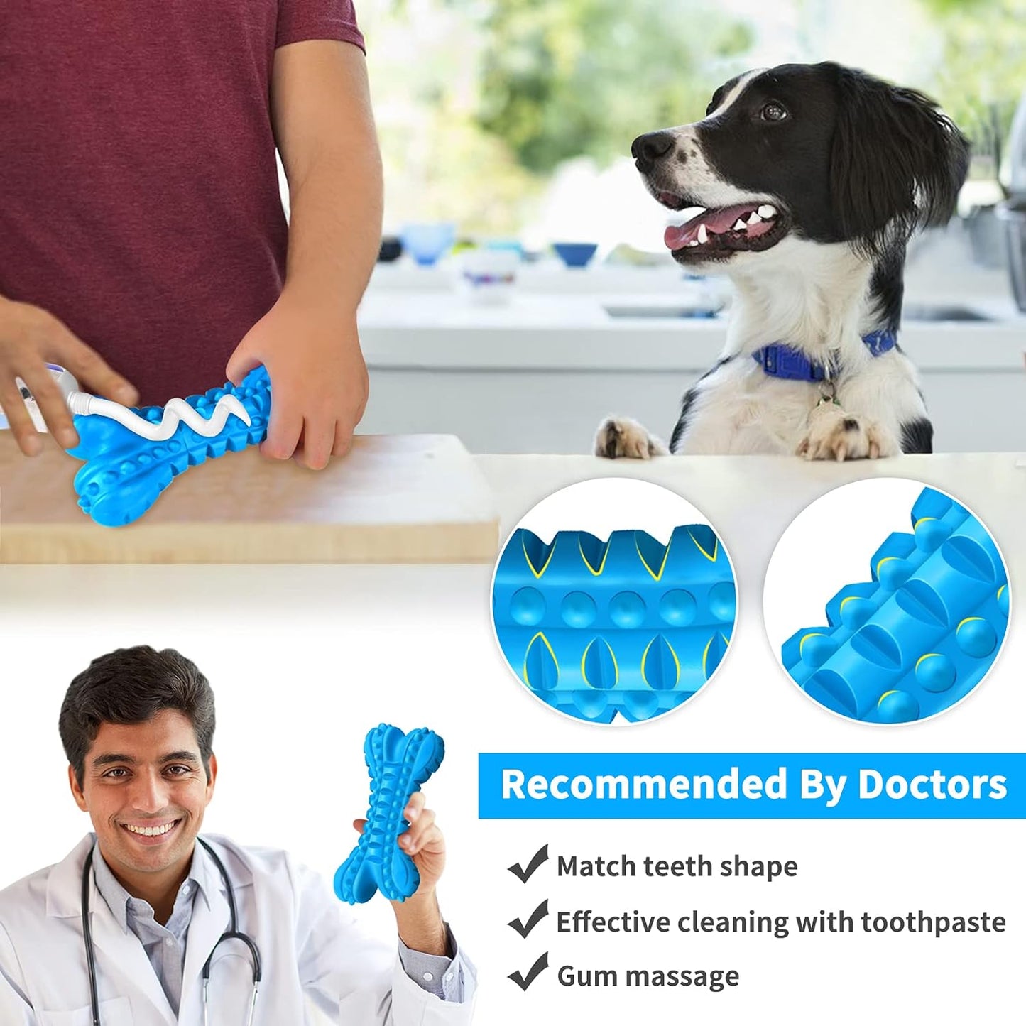 Durable Squeaky Dog Chew Toys for Aggressive Chewers - Indestructible Natural Rubber Bones for Large Breeds and Medium Teeth Cleaning