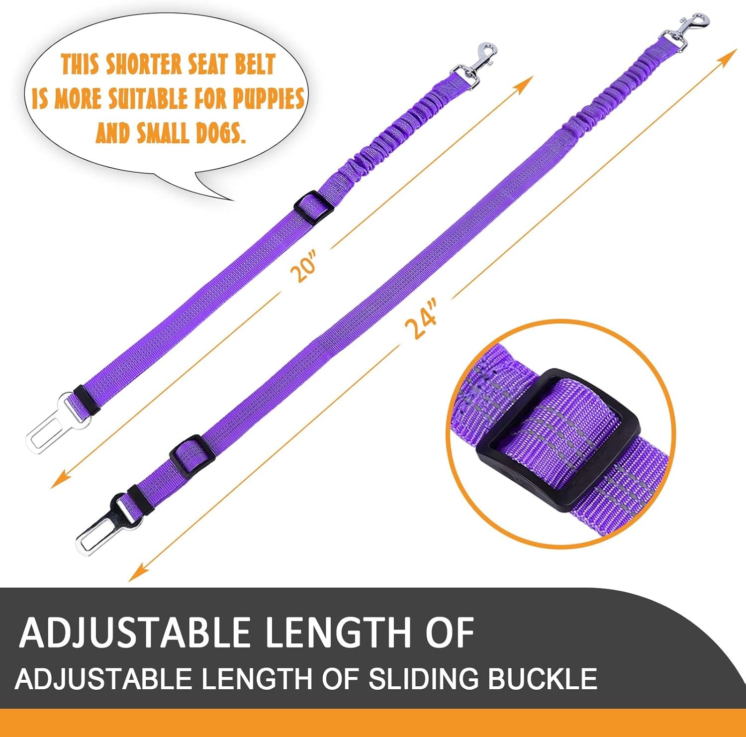 Dog Seat Belt, 3 Piece Set Retractable Dog Car Harness between Control and Freedom - Adjustable Length Heavy Duty & Elastic Pet Car Seat Belt Safety Leads for Pets Vehicle Travel and Daily Use
