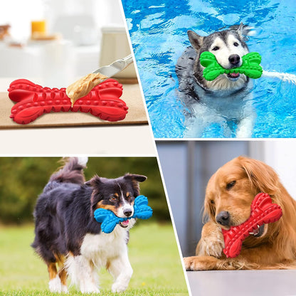 Durable Squeaky Dog Chew Toys for Aggressive Chewers - Indestructible Natural Rubber Bones for Large Breeds and Medium Teeth Cleaning